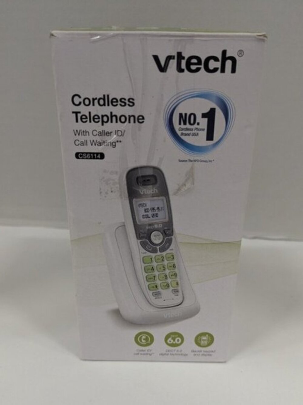 VTech CS6114 DECT 6.0 Cordless Phone with Caller ID – White/Grey (Brand New)